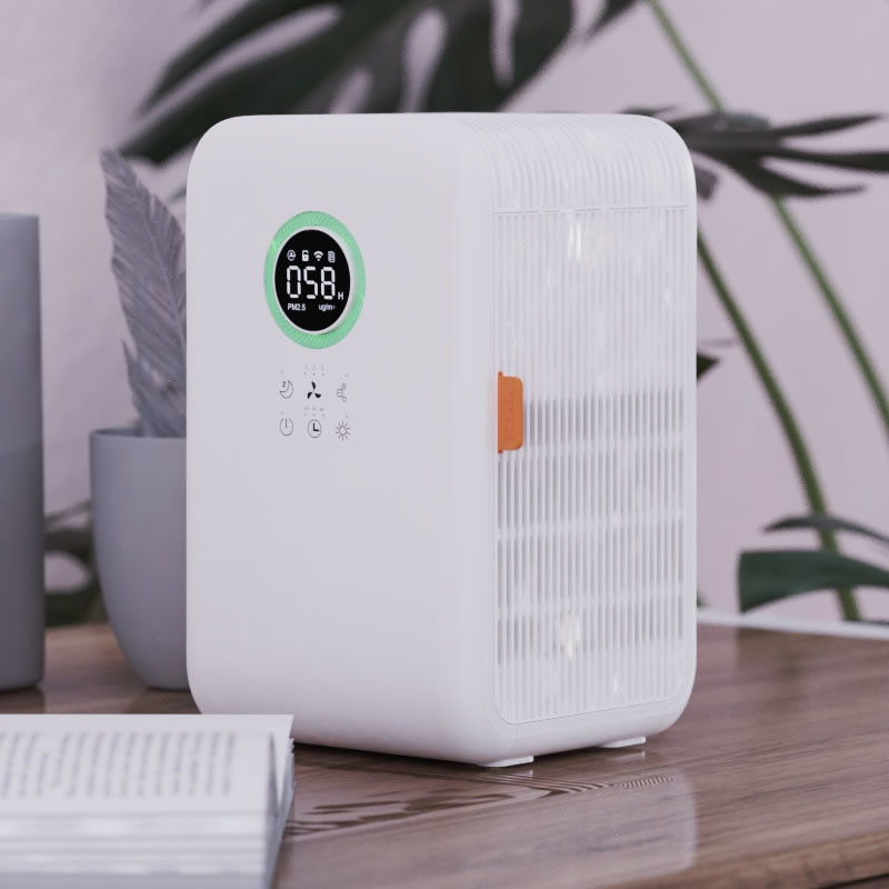 White Mini Portable Desktop Air Purifier Hepa UV Air Purifer for Better Sleep With Fresher Air